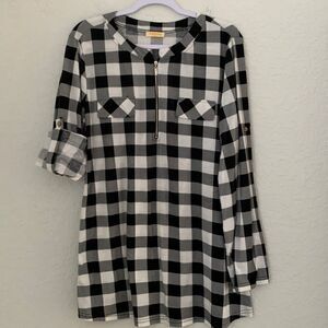 Baikea Long Sleeve V-neck Shirt Tunic with Chest Flaps  Size 2XL